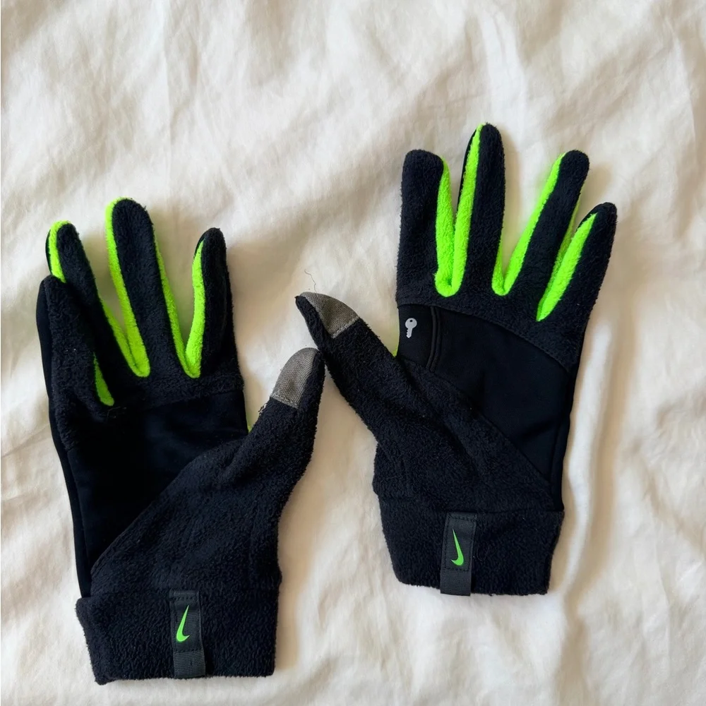 Nike Black & Neon Green Running Gloves - Picture 2 of 3